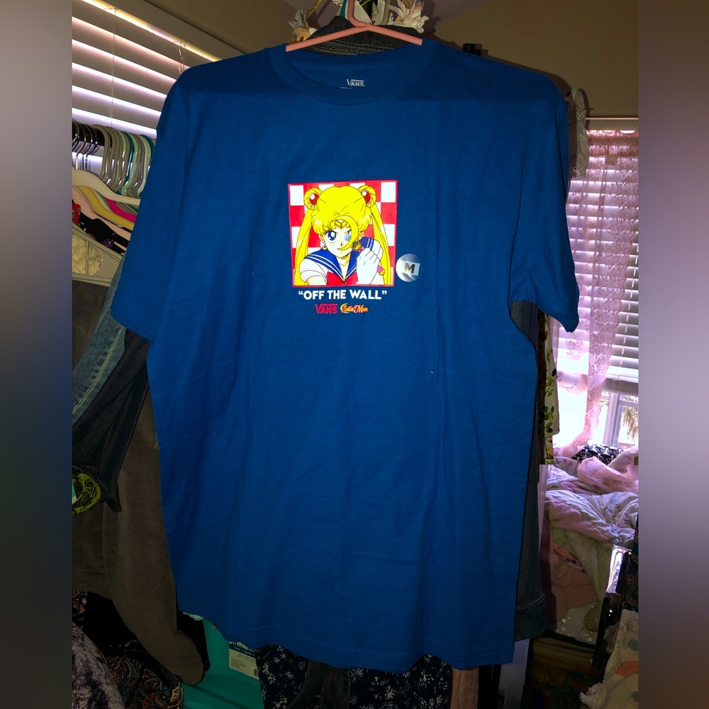 Vans Sailor Moon Anime T-Shirt Graphic Tee Blue Adult M NWT